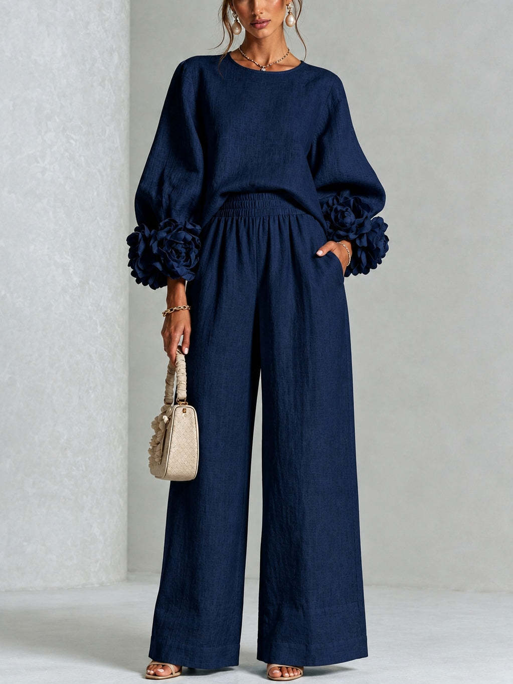 Rosalie | Two-Piece Set with Floral Cuffs