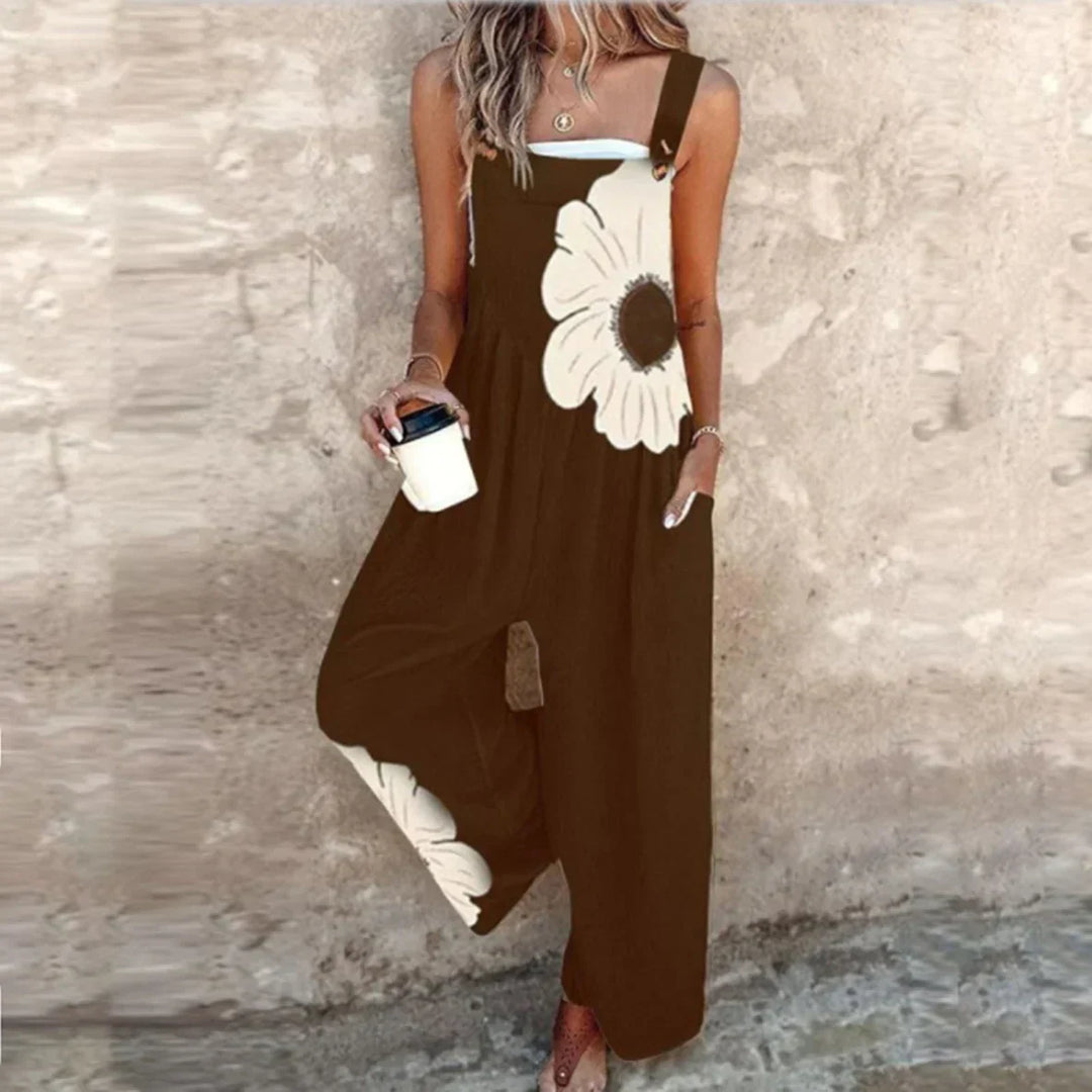 Loose Printed Overalls with Adjustable Straps