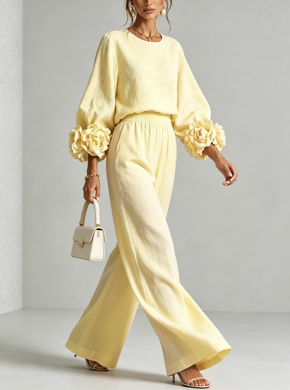 Rosalie | Two-Piece Set with Floral Cuffs