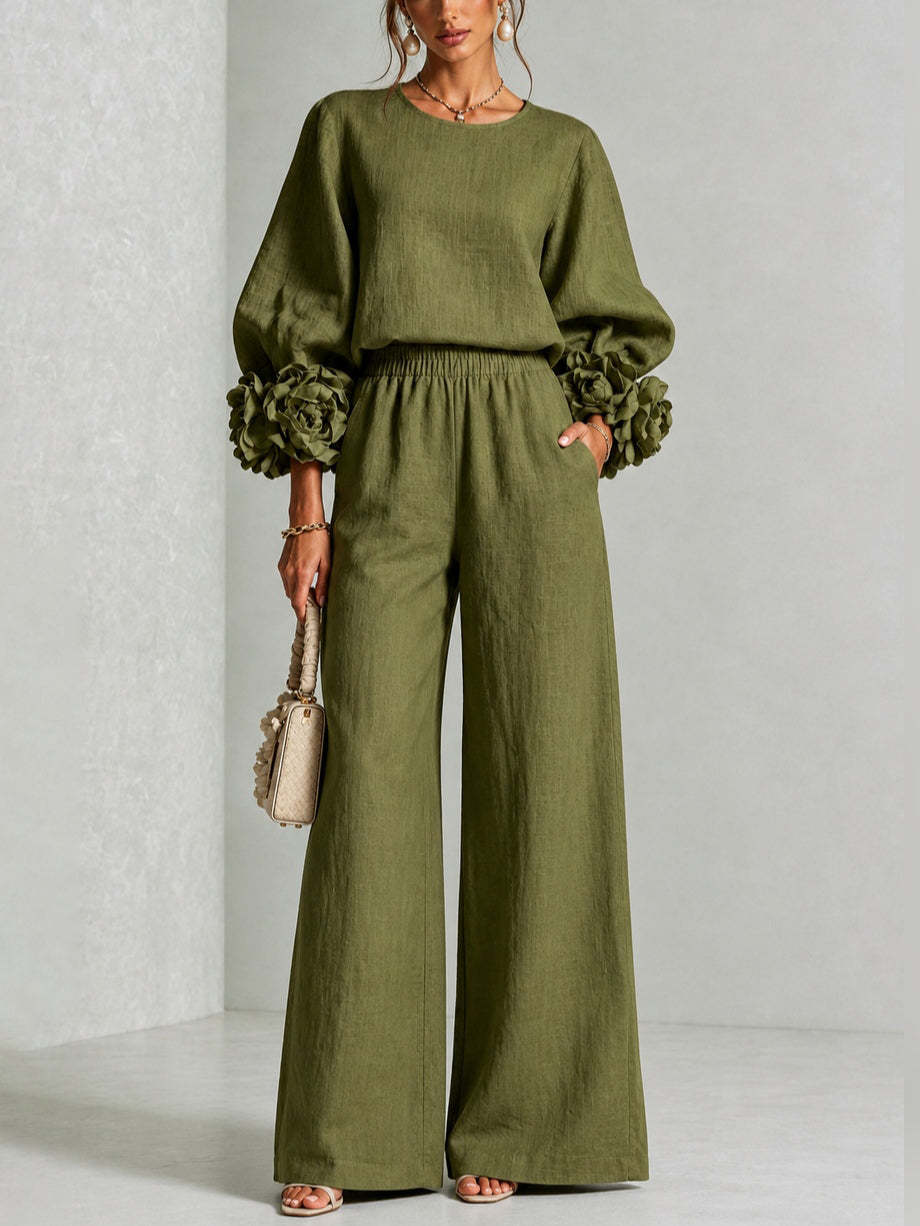 Rosalie | Two-Piece Set with Floral Cuffs
