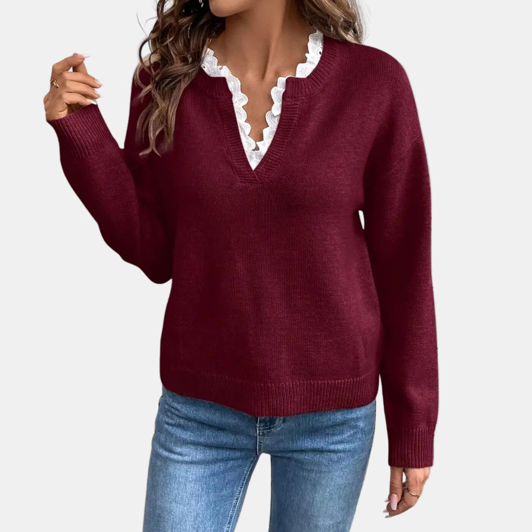 Rhea | Elegant Sweater with Lace Collar