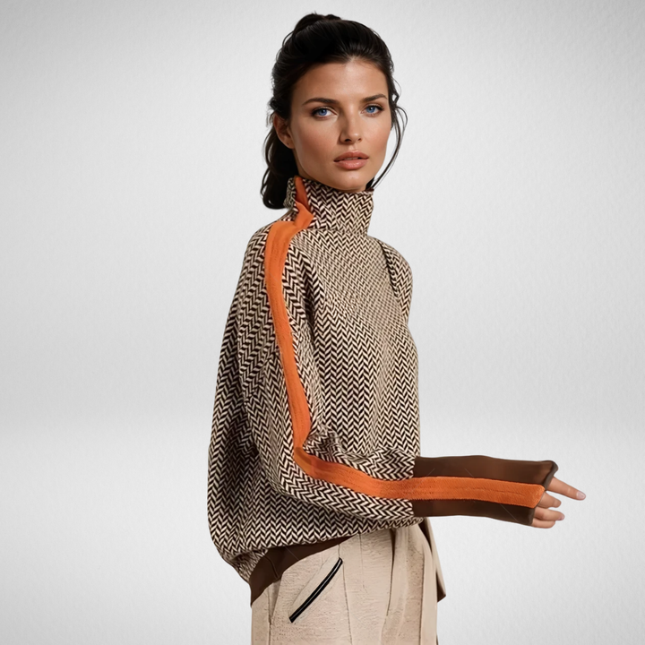 Clémence | Turtleneck Sweater with Contrasting Stripes