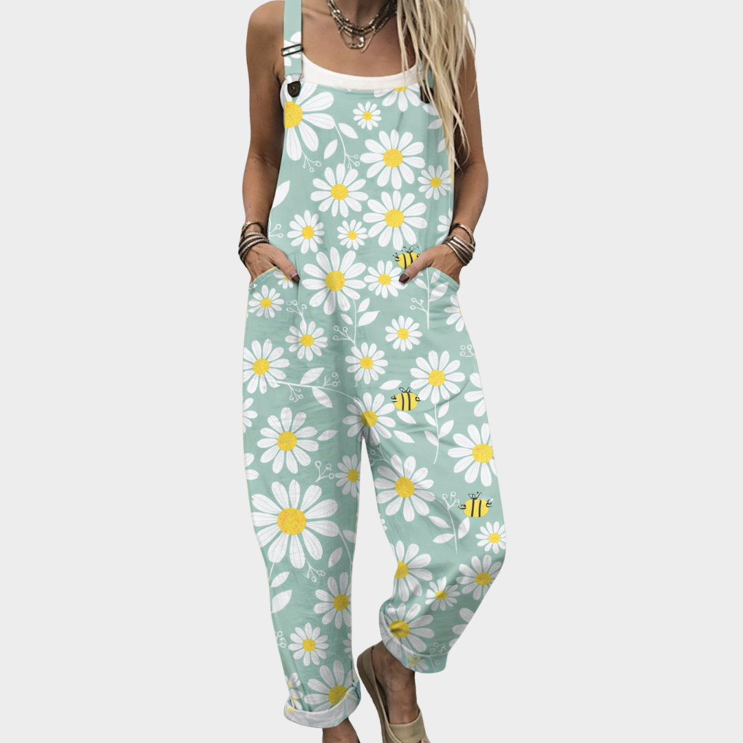 Comfortable Printed Jumpsuit with Wide Legs