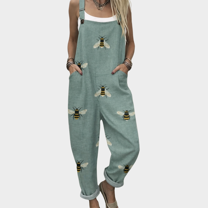 Printed Wide-Leg Overalls with Adjustable Straps