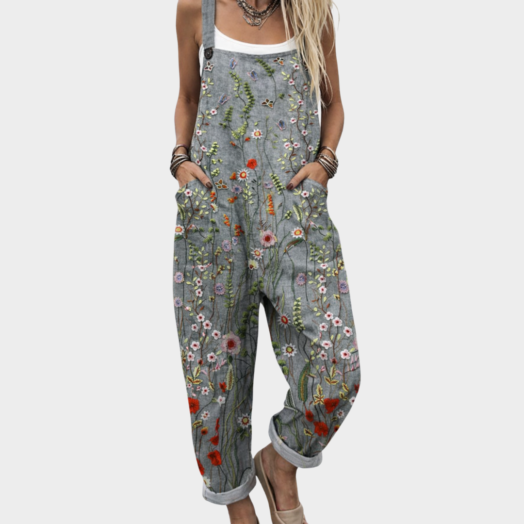 Lora | Loose-Fitting Floral Print Overalls