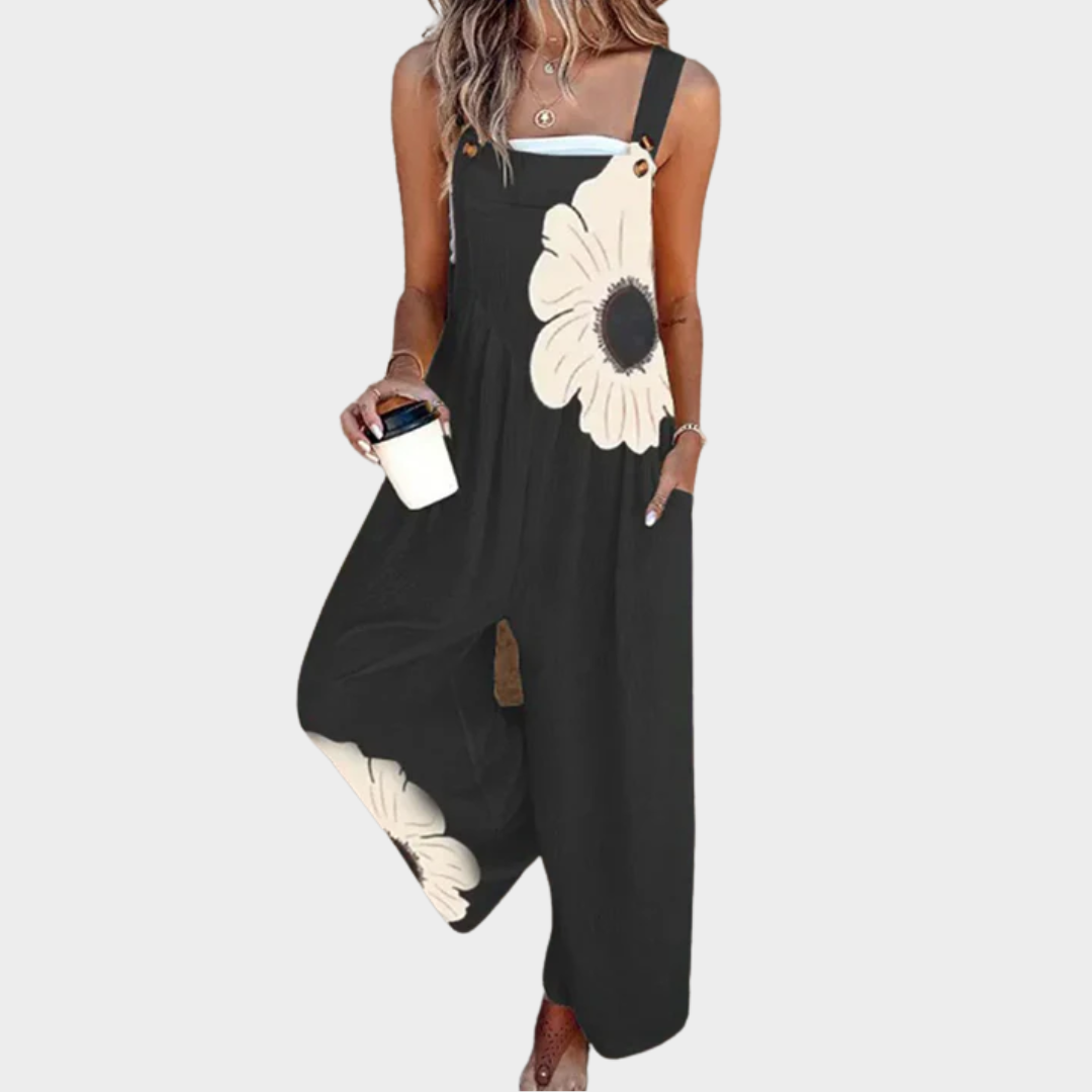 Loose Printed Overalls with Adjustable Straps
