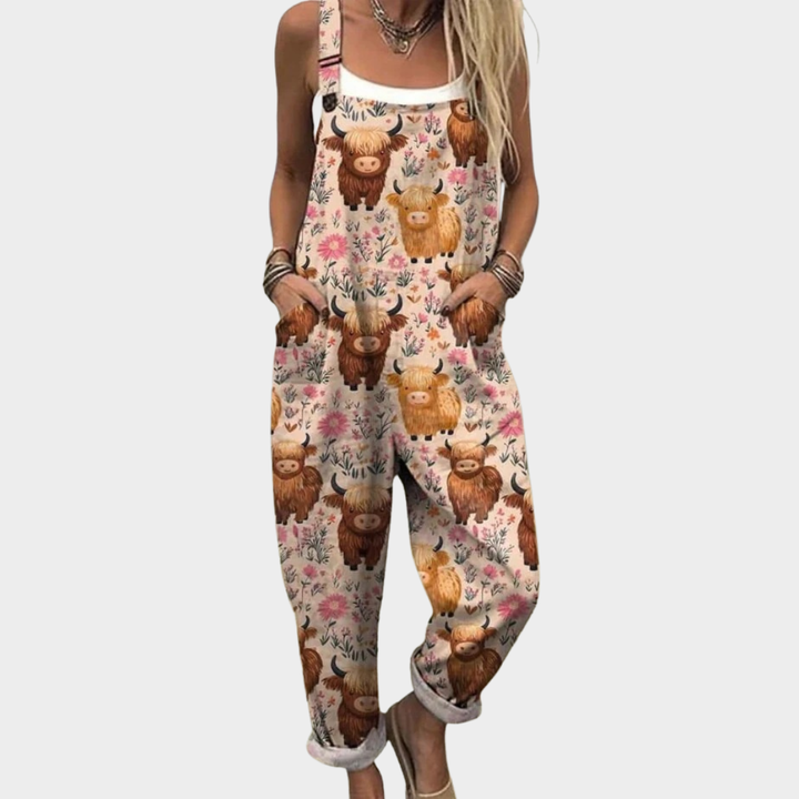 Wide-Leg Printed Jumpsuit