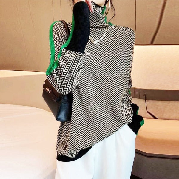 Clémence | Turtleneck Sweater with Contrasting Stripes