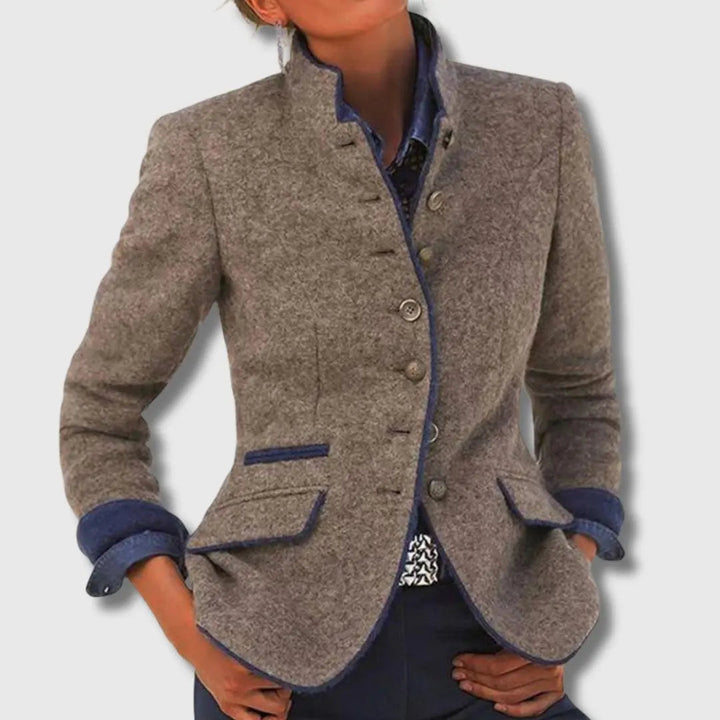 Zara | Wool Blazer with Contrast Piping