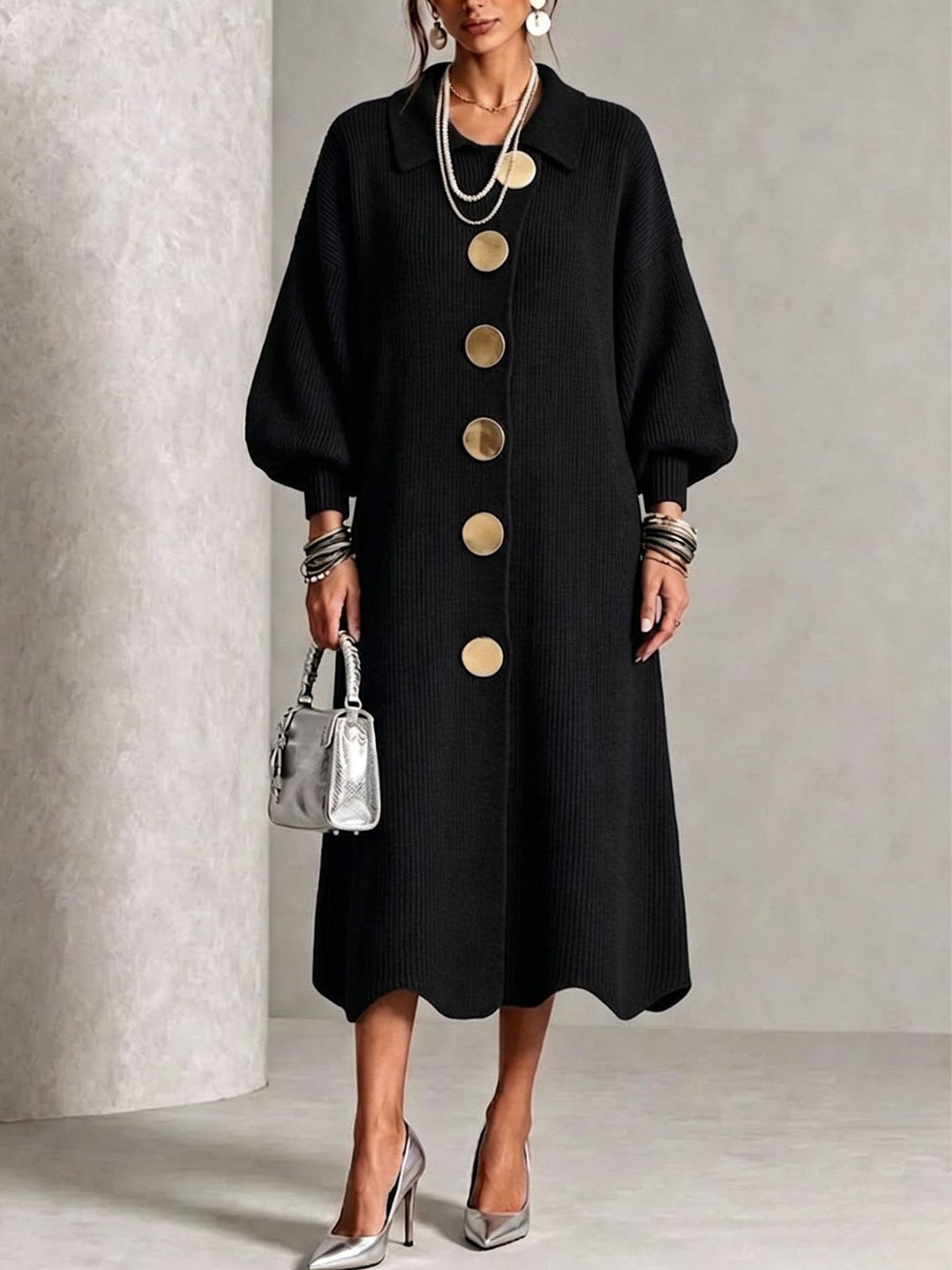 Sienna Long Sleeve Button-Down Knit Dress