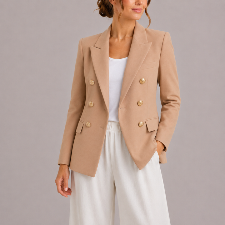Camille | Tailored Double-Breasted Blazer with Gold Buttons