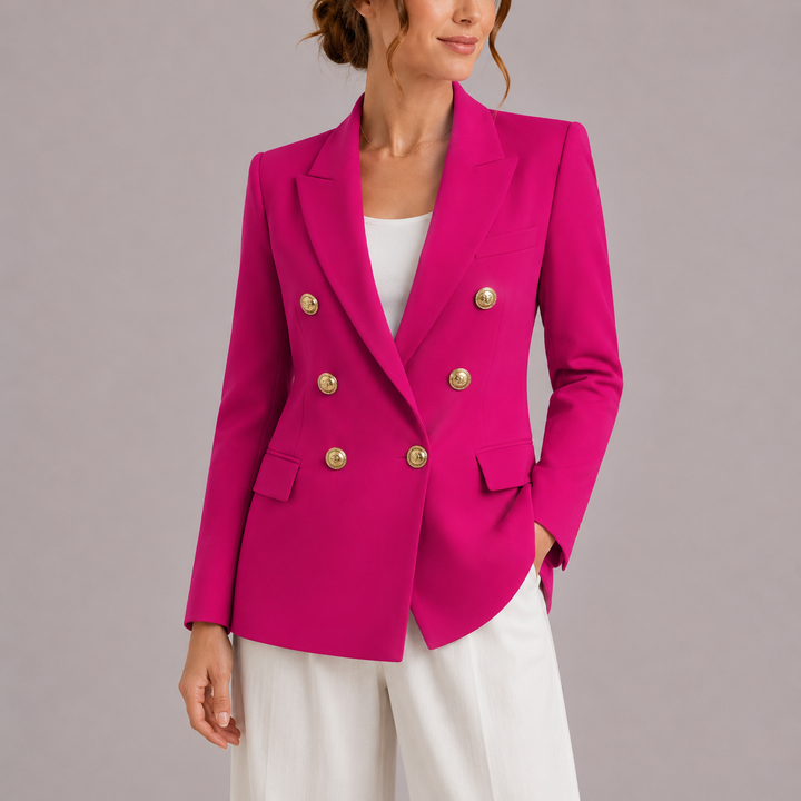 Camille | Tailored Double-Breasted Blazer with Gold Buttons