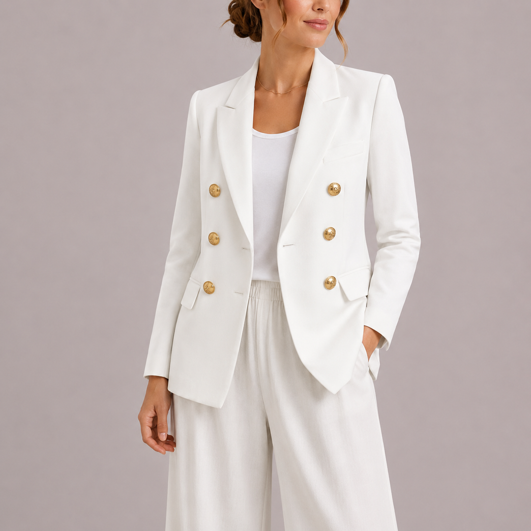 Camille | Tailored Double-Breasted Blazer with Gold Buttons