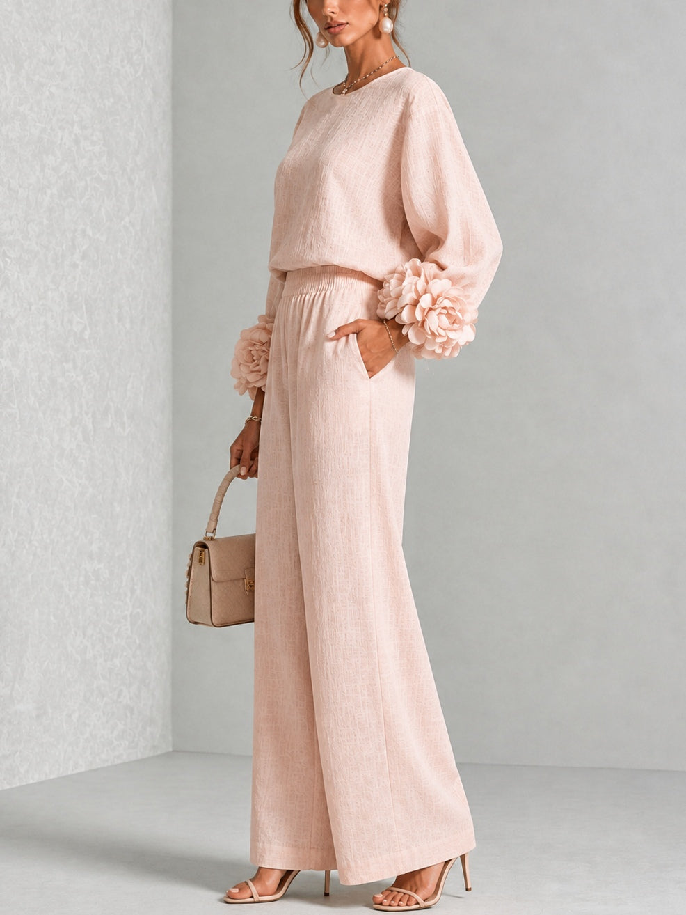 Rosalie | Two-Piece Set with Floral Cuffs