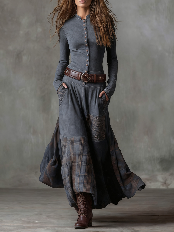 Elise | Maxi Dress in Eco-Friendly Suede with Belt
