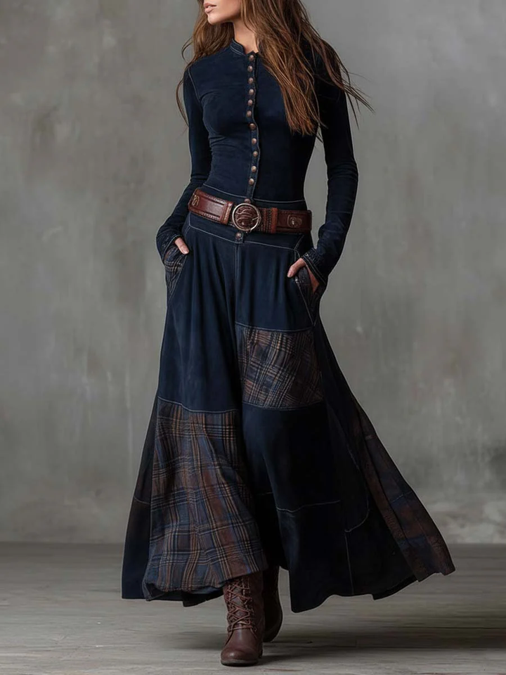 Elise | Maxi Dress in Eco-Friendly Suede with Belt