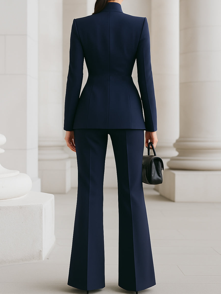 Navarre | Blazer with High Collar and Wide Leg Pants