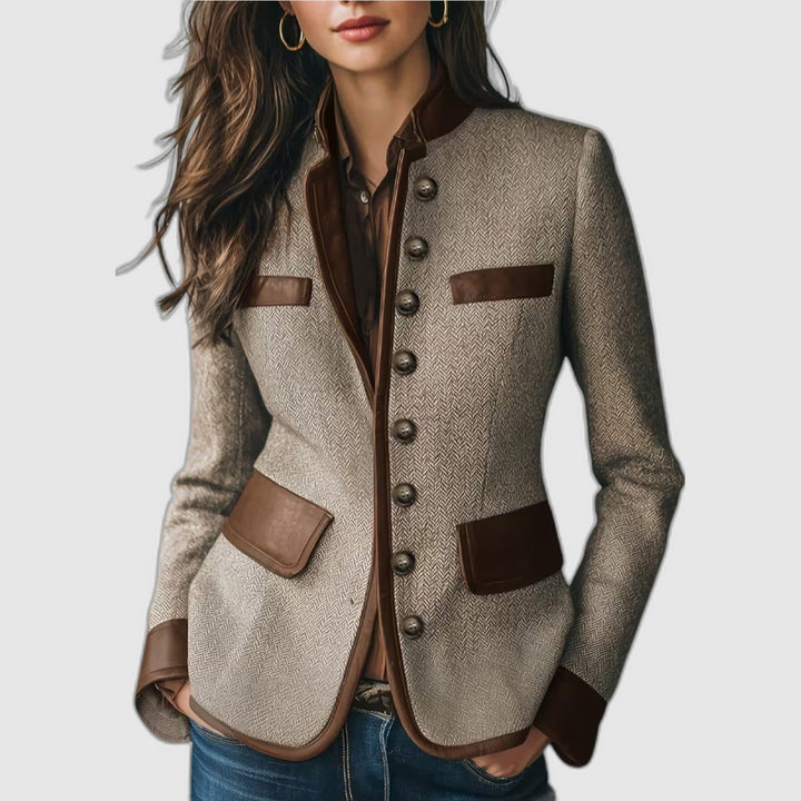 Camille | Fitted Tweed Pattern Blazer