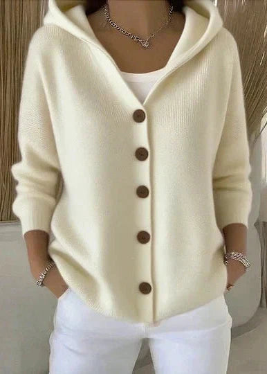 Darienne | Long Buttoned Knit Cardigan with Hood