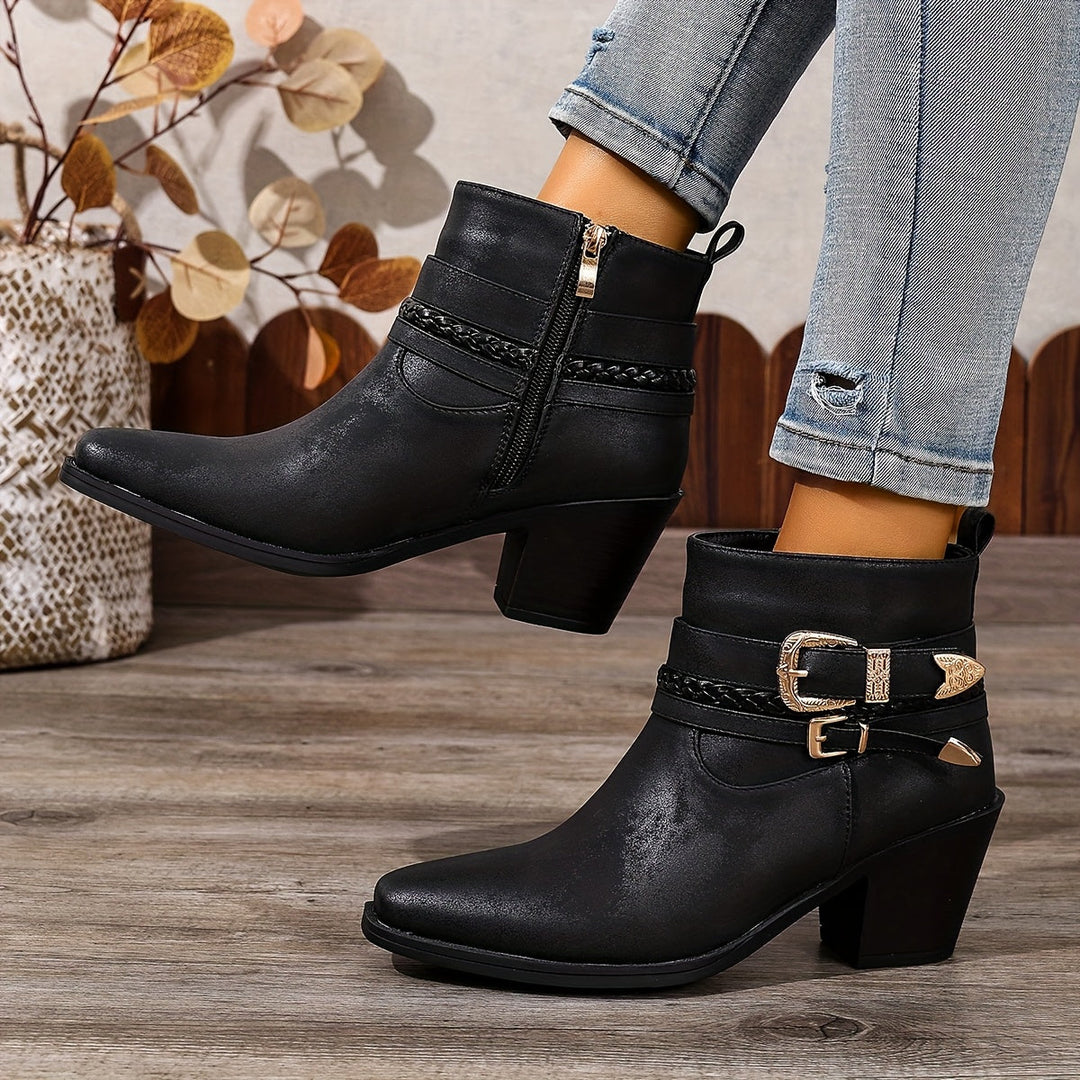Cecilia™ | Buckle-Detail Heeled Ankle Boots