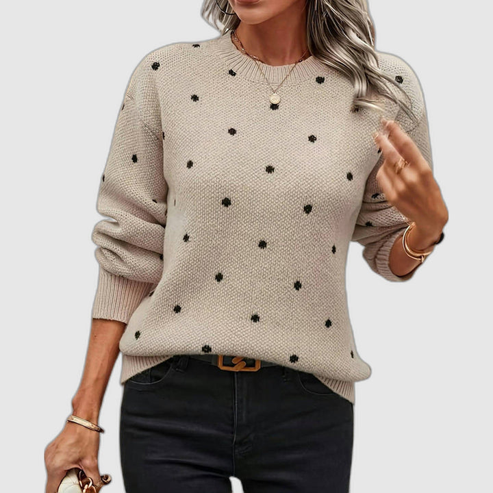 Darielle | Sophisticated Polka Dot Knit Sweater