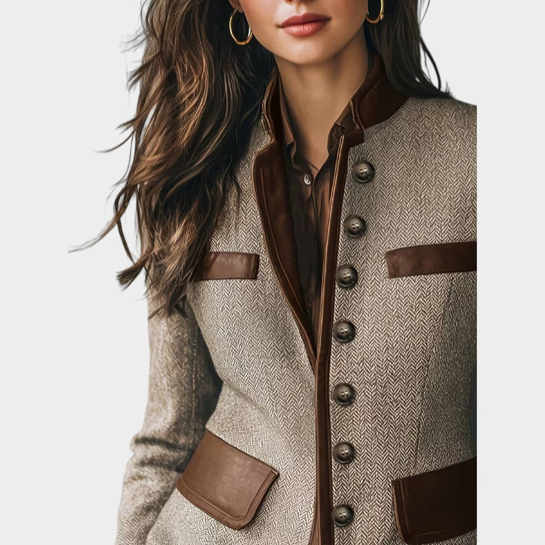 Camille | Fitted Tweed Pattern Blazer