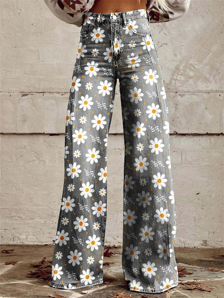 Charlotte™ | Comfortable Colourful Floral Print Wide Leg Pants