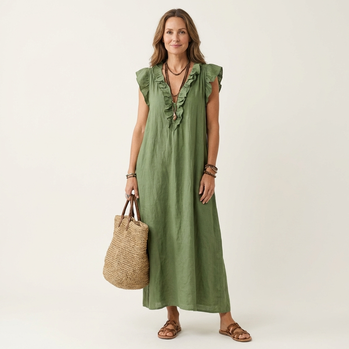 Josette | Flattering Long Linen Dress