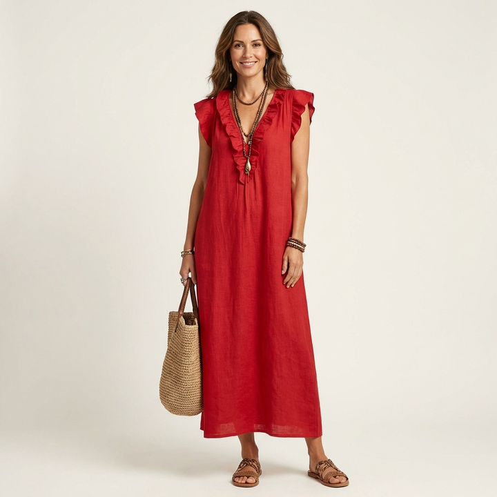 Josette | Flattering Long Linen Dress