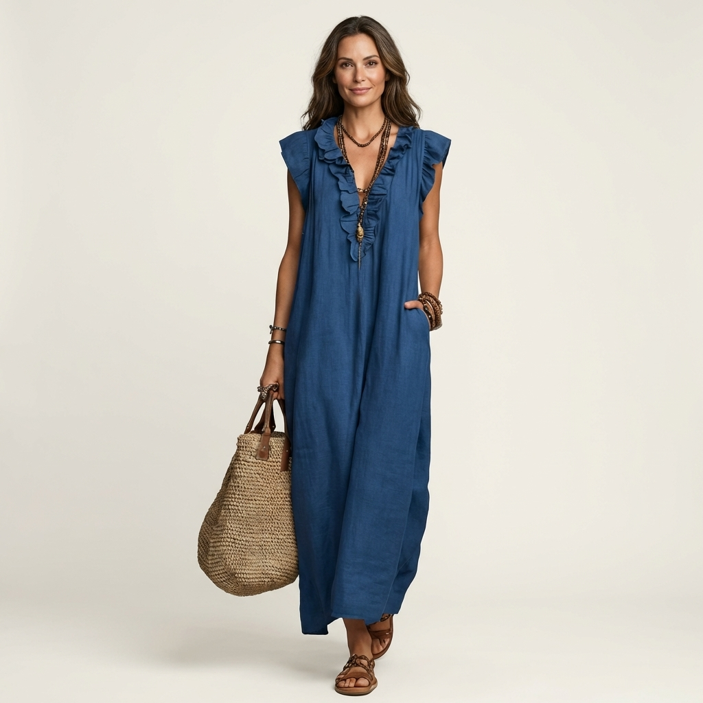 Josette | Flattering Long Linen Dress