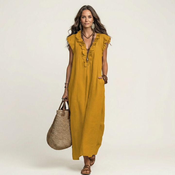 Josette | Flattering Long Linen Dress