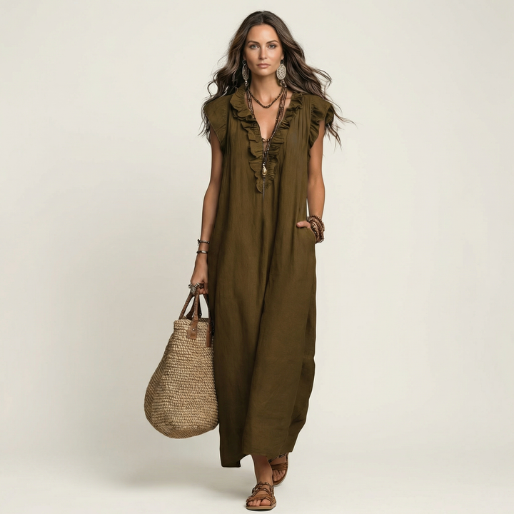 Josette | Flattering Long Linen Dress