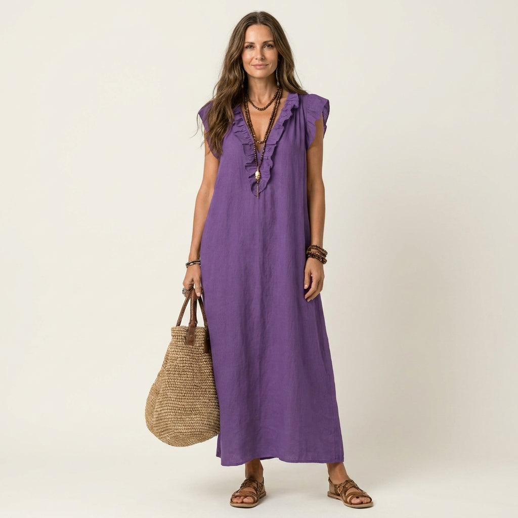 Josette | Flattering Long Linen Dress