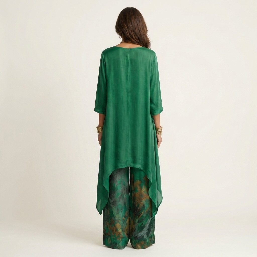 Cariola | Two-Piece Cotton-Silk Set with Asymmetrical Tunic