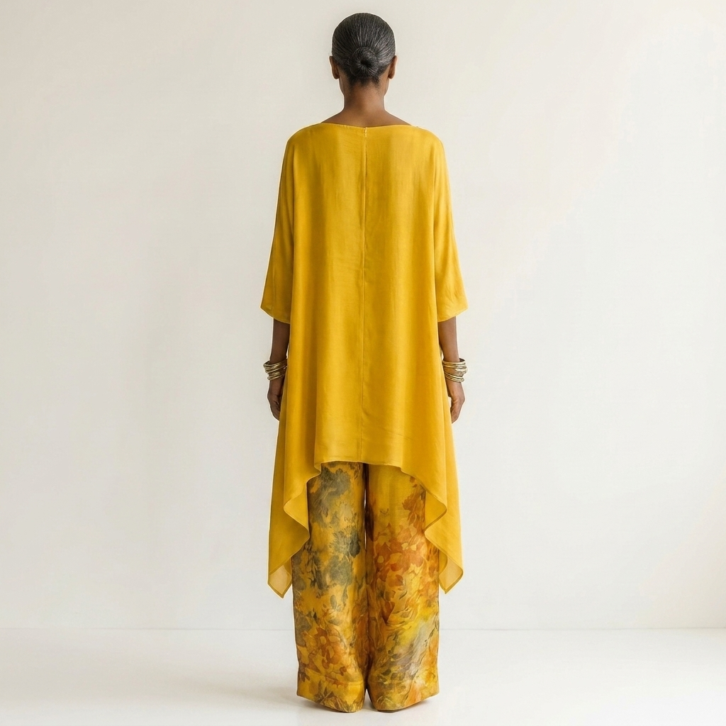Cariola | Two-Piece Cotton-Silk Set with Asymmetrical Tunic