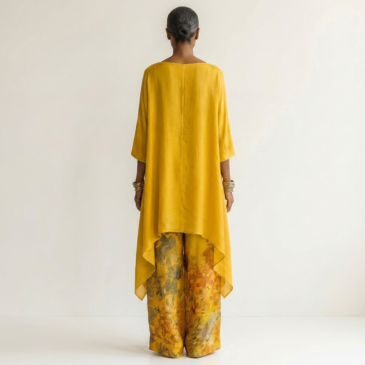 Cariola | Two-Piece Cotton-Silk Set with Asymmetrical Tunic