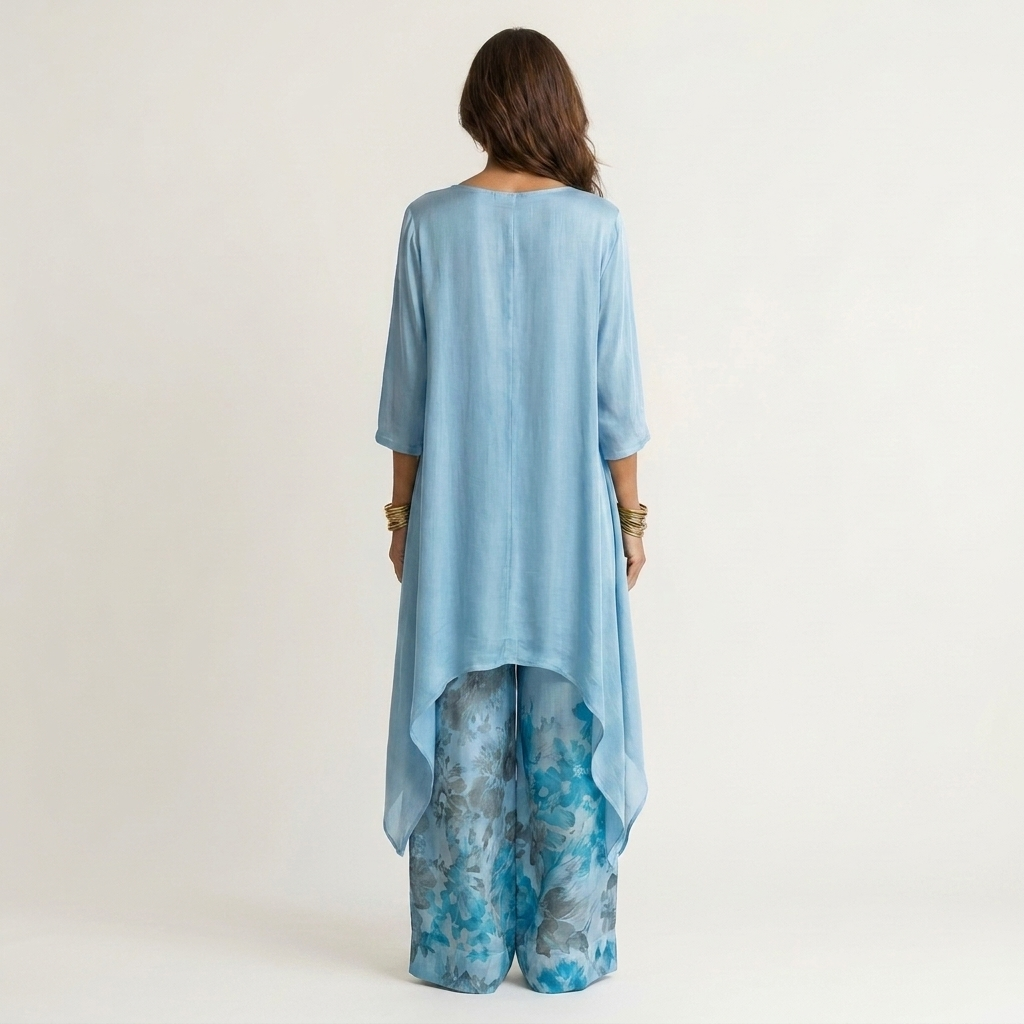 Cariola | Two-Piece Cotton-Silk Set with Asymmetrical Tunic