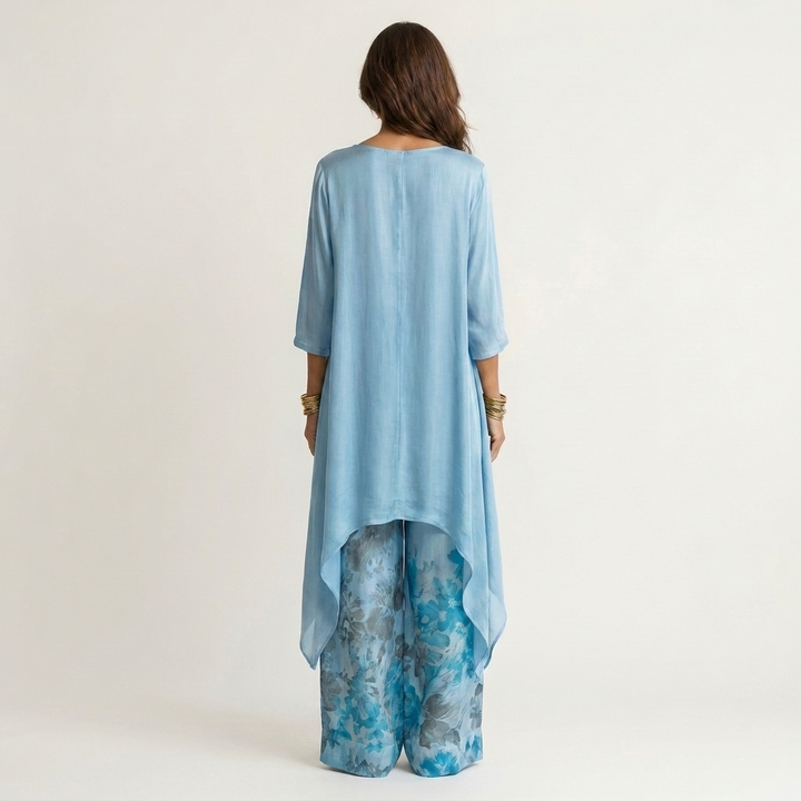 Cariola | Two-Piece Cotton-Silk Set with Asymmetrical Tunic