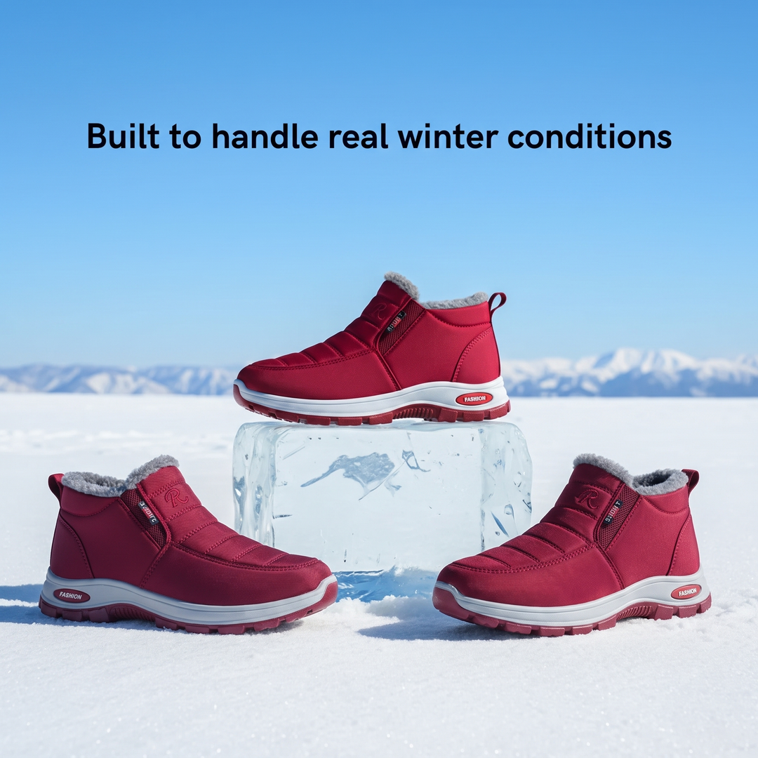 Sianna™ | Quilted Waterproof Slip-On Ankle Boots Dark Red