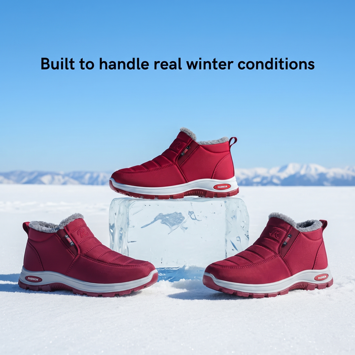 Sianna™ | Quilted Waterproof Slip-On Ankle Boots Dark Red