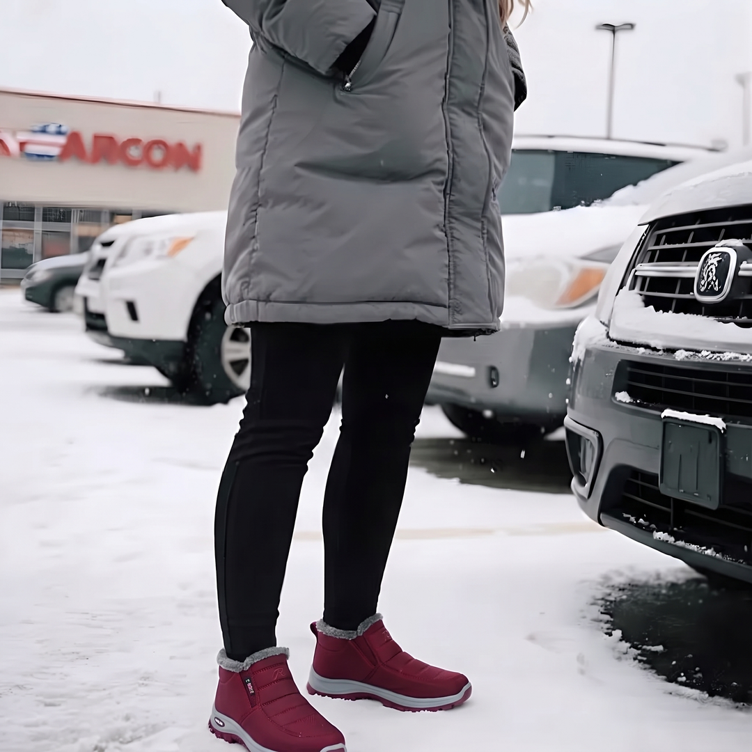 Sianna™ | Quilted Waterproof Slip-On Ankle Boots Dark Red