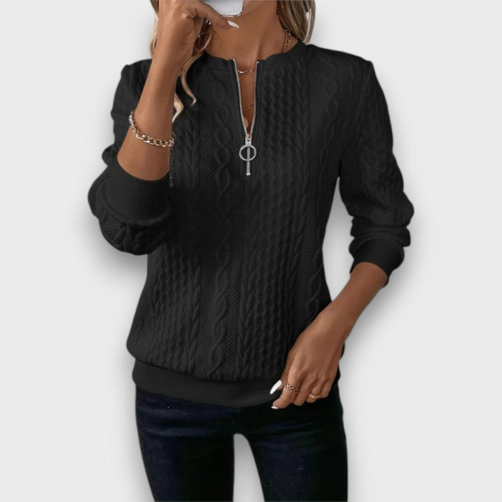 Solena – Zippered Pullover in Twisted Knit