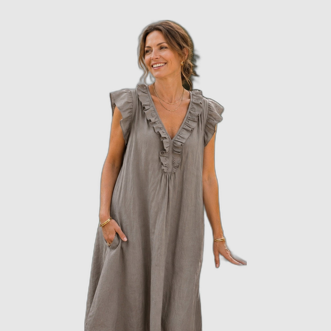 Josette | Flattering Long Linen Dress