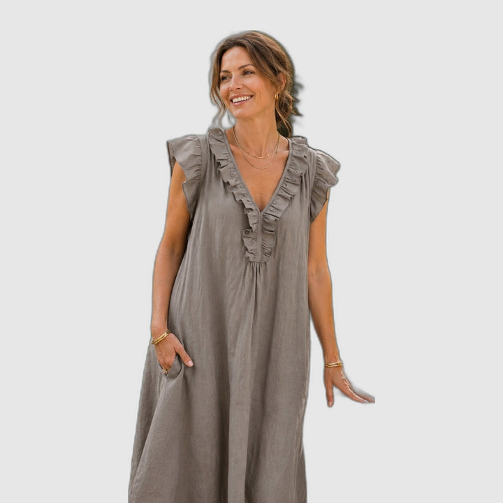 Josette | Flattering Long Linen Dress