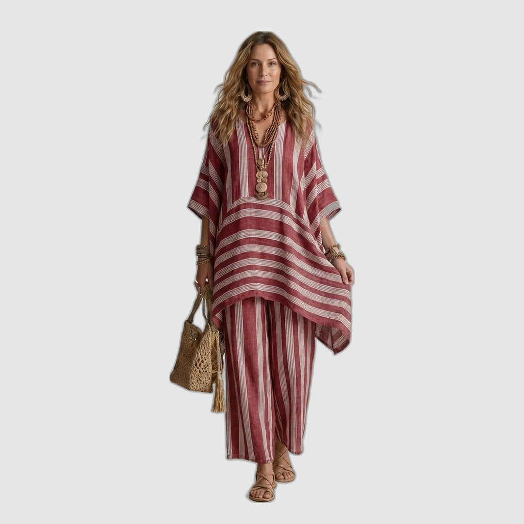 Kira | Two-Piece Striped Cotton-Linen Set