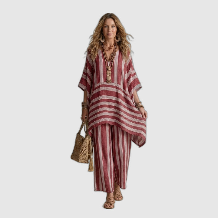 Kira | Two-Piece Striped Cotton-Linen Set