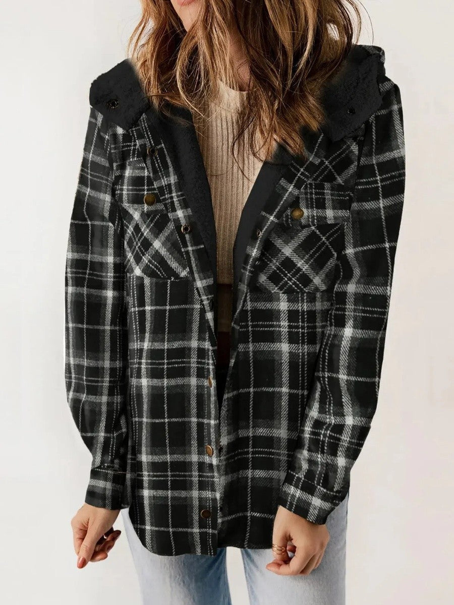 Faye | Hooded Plaid Jacket