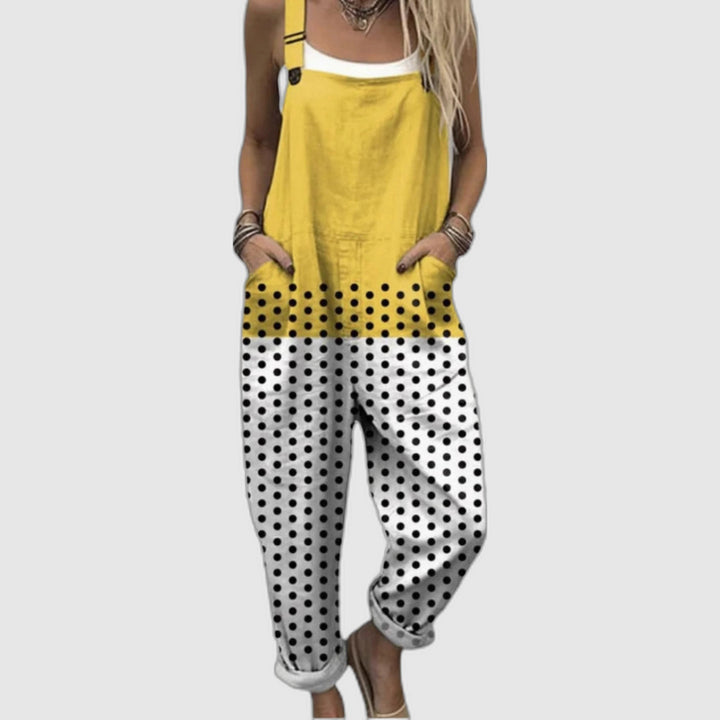 Loose-fitting overall with colorful print