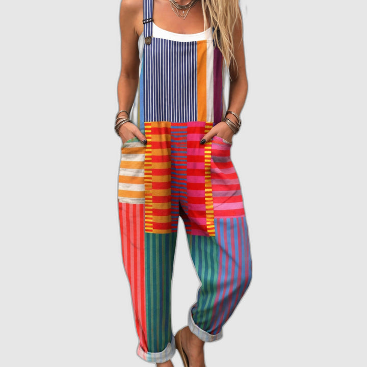 Creative Print Wide-Leg Overalls