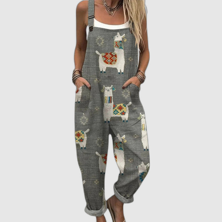 Loose Fit Printed Overalls